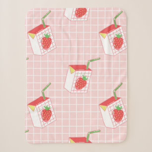 Couverture Sherpa Motif sans couture avec lait de fraise caricaturé 