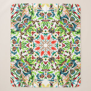 Couverture Sherpa  motif sans couture avec ornement fleuri et lumine