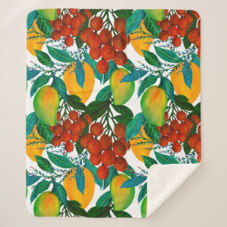 Couverture Sherpa Motif sans couture avec une mangue fraîche et exot