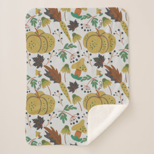 Couverture Sherpa Motif sans couture de citrouilles tropicaux et car