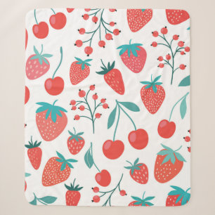 Couverture Sherpa Motif sans couture décorative avec fruits, fraise