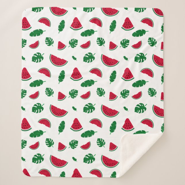 Couverture Sherpa Motif sans couture d'été à pastèque tropicale (Devant)