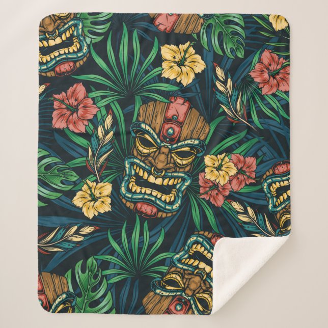 Couverture Sherpa Motif sans couture Hawaiian tropical avec t (Devant)