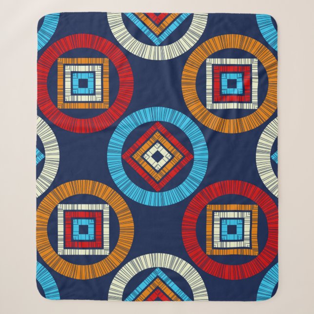 Couverture Sherpa motif sans couture pois. Mosaïque de figu ethnique (Devant)