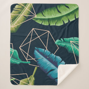 Couverture Sherpa Motif sans soudure feuille avec li polygonal abstr