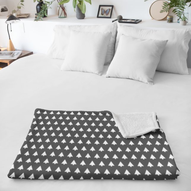 Couverture Sherpa Motif Scandi Tree | Noir et blanc minimaliste (Créateur téléchargé)