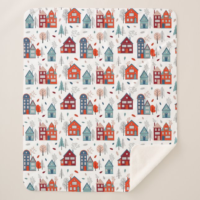 Couverture Sherpa Motif scandinave d'art populaire de Chambre (Devant)