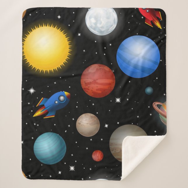 Couverture Sherpa Motif spatial (Devant)