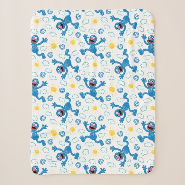 Couverture Sherpa Motif Sunshine Crayon Grover (Devant)