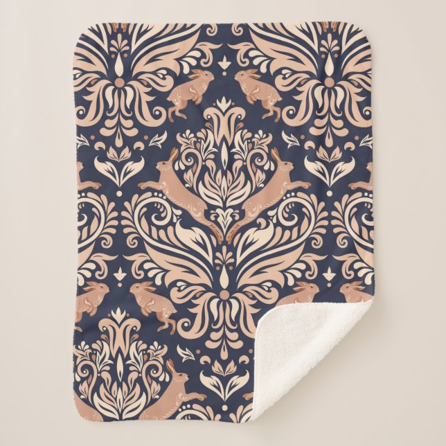 Couverture Sherpa Motif symétrique sans couture dans le style Damask (Devant)