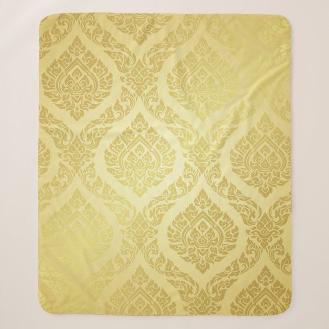 Couverture Sherpa Motif thaïlandais suprême or arrière-terrain thaï, (Devant)