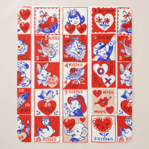 Couverture Sherpa Motif timbre de la Saint-Valentin vintage des anné
