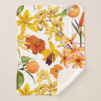 Couverture Sherpa Motif transparent aux agrumes avec branche de frui