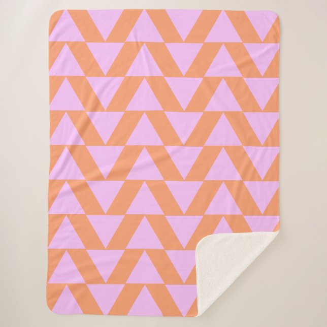 Couverture Sherpa Motif triangle géométrique moderne rose et orange (Devant)