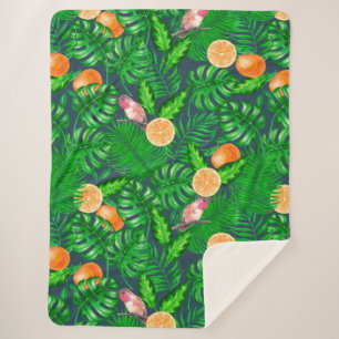 Couverture Sherpa Motif tropical, colibris