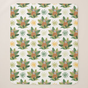 Couverture Sherpa Motif tropical de paresse