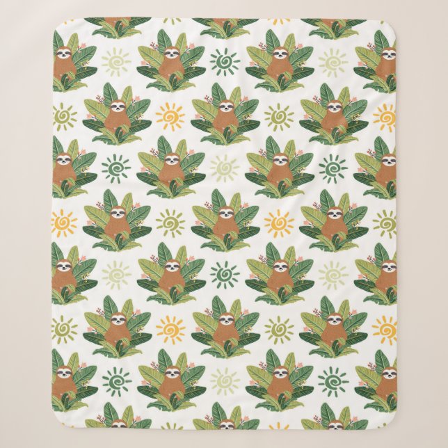 Couverture Sherpa Motif tropical de paresse (Devant)
