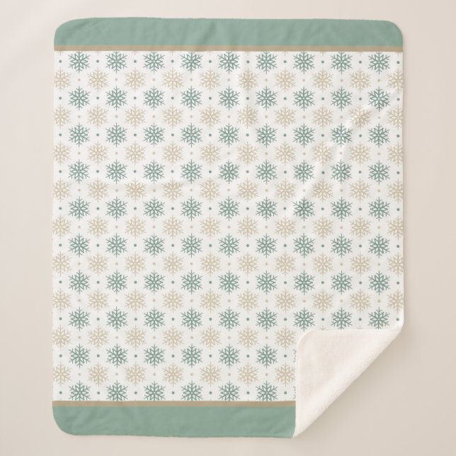 Couverture Sherpa Motif turquoise Gold Snowflake (Devant)