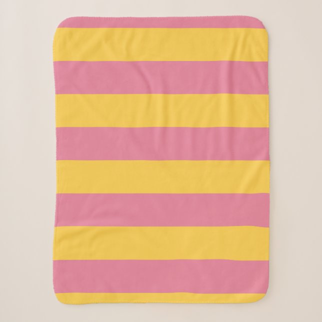 Couverture Sherpa Motif vertical vibrant rose et jaune (Devant)