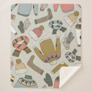 Couverture Sherpa motif vintage dessiné à la main sans soudure avec