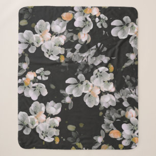 Couverture Sherpa Motif Vintage fleuri sans éclat