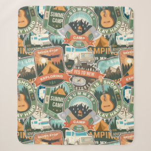 Couverture Sherpa Motif Vintage voyage Explorer