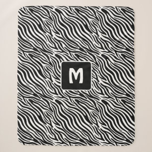 Couverture Sherpa Motif zèbre à monogramme personnalisé