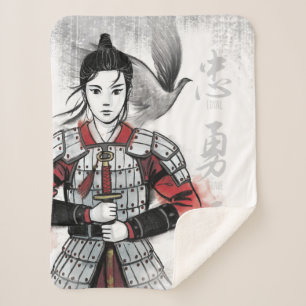Couverture Sherpa Mulan Dans L'Aquarelle "Loyal Brave True"