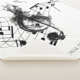 Couverture Sherpa Musique note élégante noir et blanc