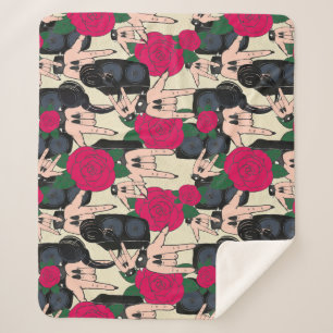 Couverture Sherpa Musique rock sans couture, motif abstrait.