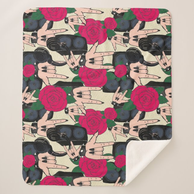 Couverture Sherpa Musique rock sans couture, motif abstrait. (Devant)
