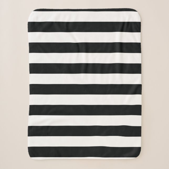 Couverture Sherpa Mydeas | Bandes épaisses noires et blanches (Devant)