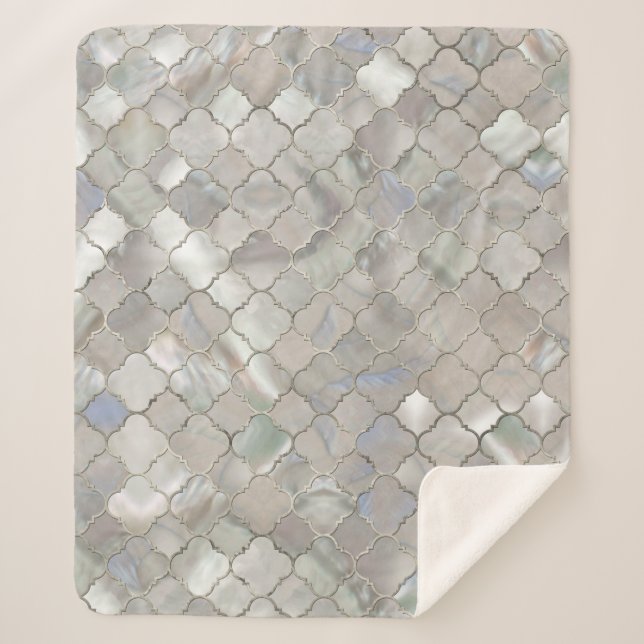 Couverture Sherpa Nacre marocaine de motif de Quatrefoil (Devant)