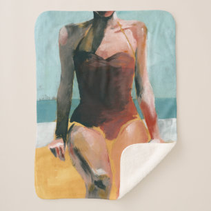 Couverture Sherpa Nage vintage - maillot de bain rouge