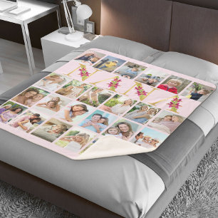 Couverture Sherpa Nana Flower Letters 24 Vertical Photo Collage rose