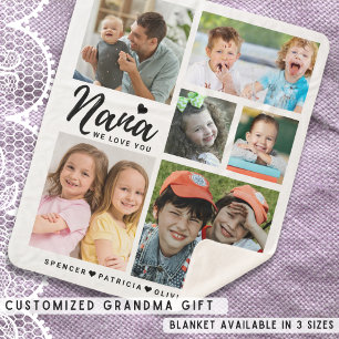 Couverture Sherpa Nana We Love You Grandkids Noms Photo Collage