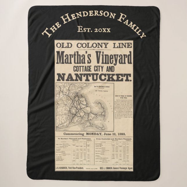 Couverture Sherpa Nantucket Martha's Vineyard 1893 Old Colony RR (Devant)