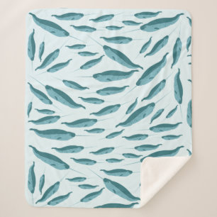 Couverture Sherpa Narwhal dans le Motif de l'océan bleu