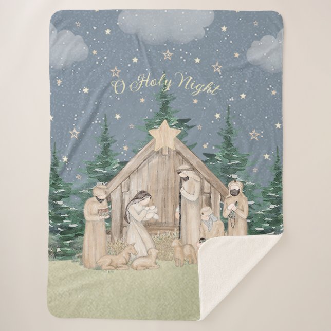 Couverture Sherpa Nativité de Noël de l'aquarelle (Devant)