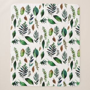 Couverture Sherpa Nature botanique du feuillage vert