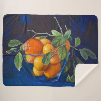 Couverture Sherpa Nature morte aux citrons et branche d'orange