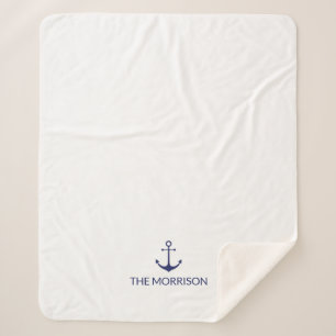 Couverture Sherpa Nautical Custom Boat Name Marine bleu ancre blanch