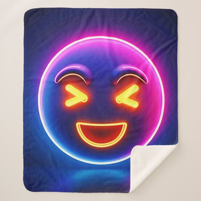 Couverture Sherpa Neon Laughing Emoji Joy (Devant)
