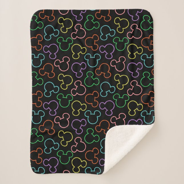 Couverture Sherpa Neon Mickey Mouse Icon Toss Pattern (Devant)