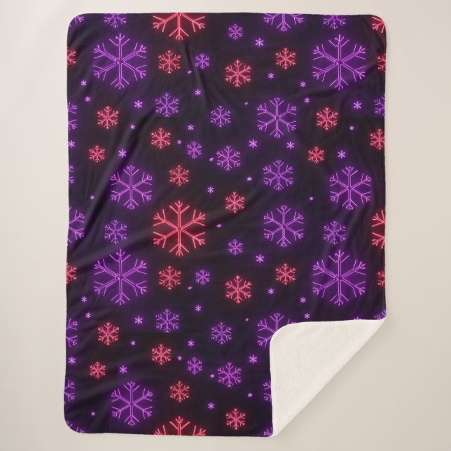 Couverture Sherpa Neon Snowflakes (Devant)