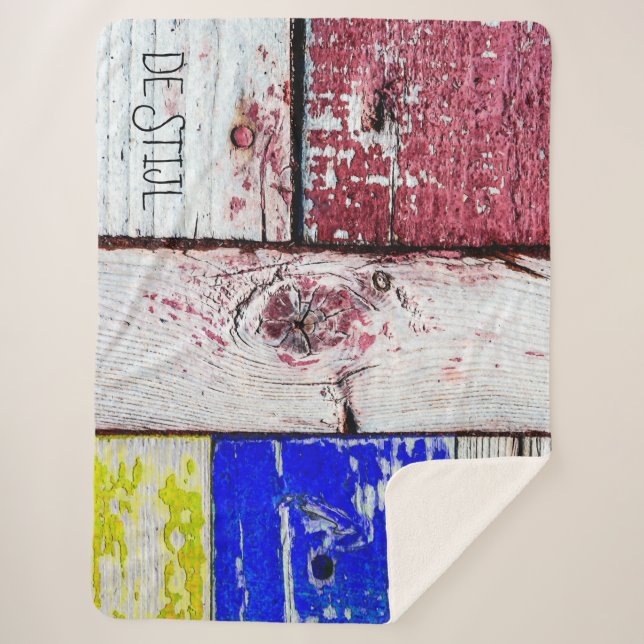 Couverture Sherpa Néoplasticisme amusant style d'art en bois personn (Devant)