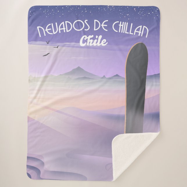 Couverture Sherpa Nevados de Chillan, poster de snowboard au Chili. (Devant)