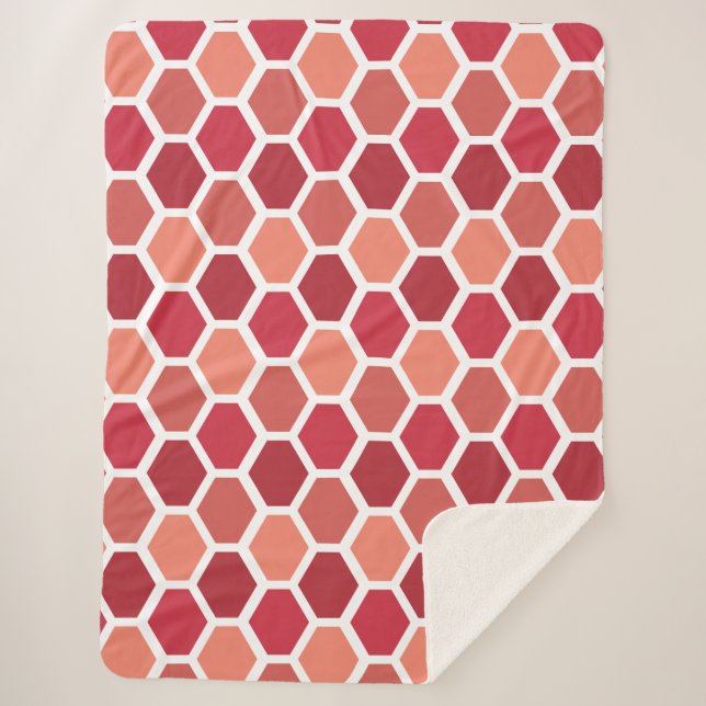 Couverture Sherpa Nid d'abeille en rouges (Devant)