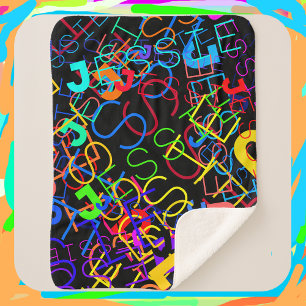Couverture Sherpa N'importe quel nom Personnalisable Couleurs vives 