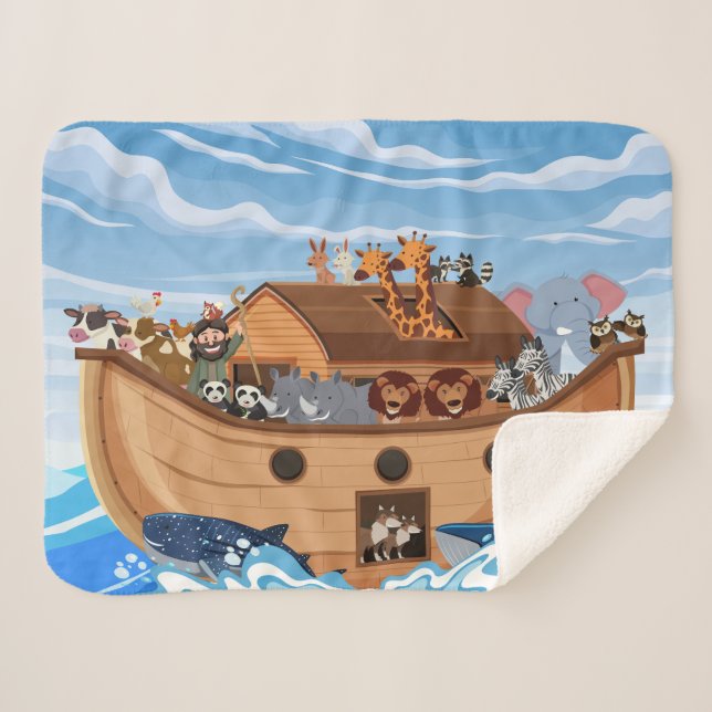 Couverture Sherpa Noah's Ark Sherpa Fleece Blanket pour enfants (Devant (Horizontal))